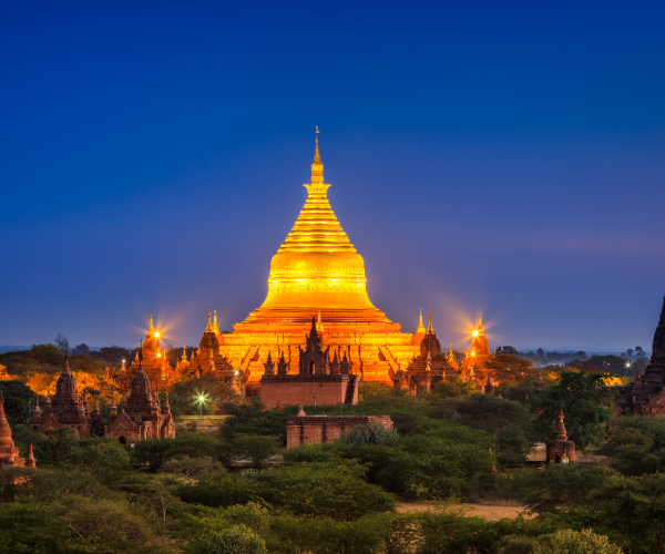 Dhammayazika Pagoda At Night Bagan Myanmar Pnqepan